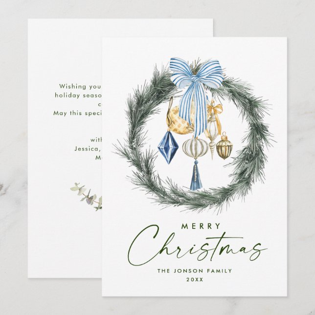 Neutral Minimalist Boho Christmas Composition Holiday Card (Front/Back)