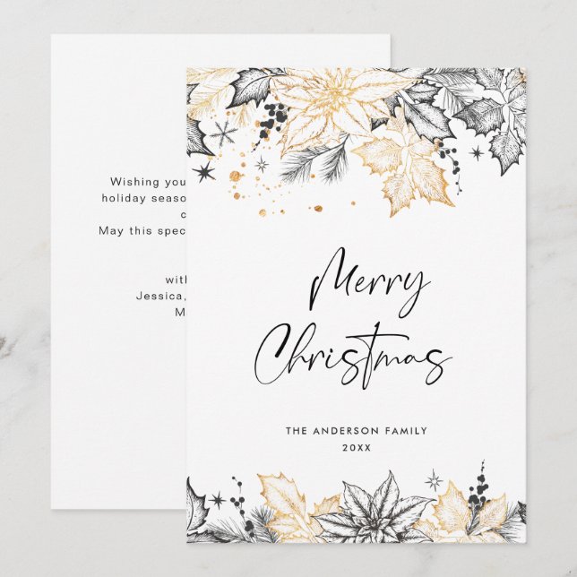 Neutral Minimalist Boho Christmas Composition Holiday Card (Front/Back)