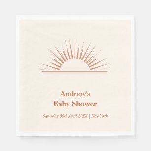 Neutral Minimalist Boho Sunshine Baby Shower Napkin