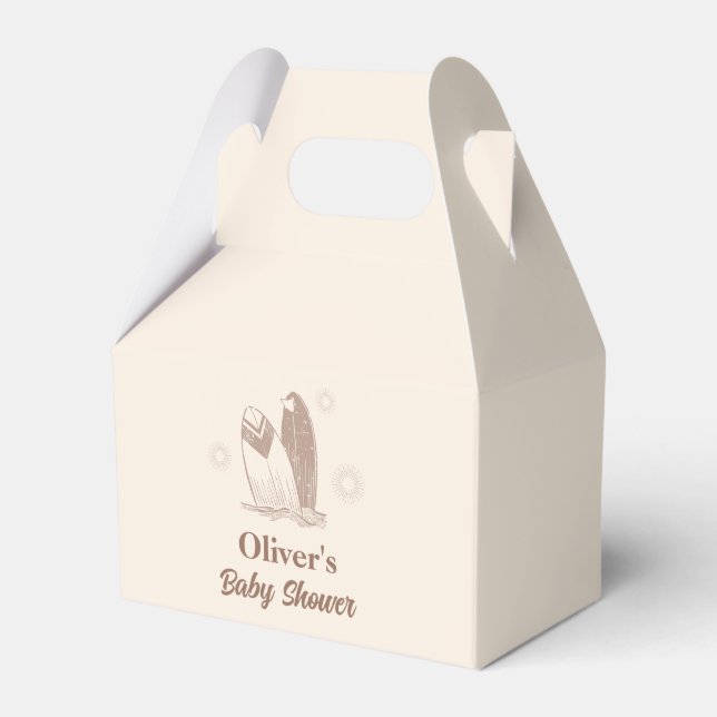 Neutral Minimalist Boho Surfboard Baby Shower  Favour Box (Front Side)