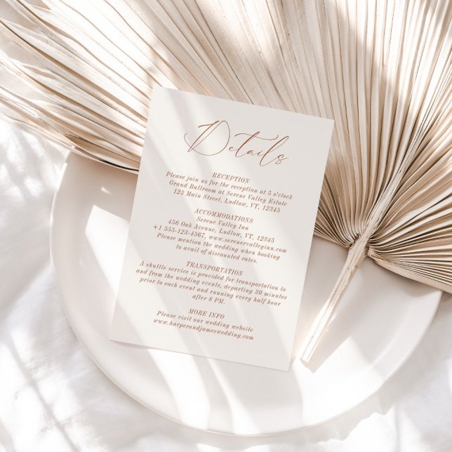 Neutral Minimalist Boho Wedding Details Enclosure Card (Creator Uploaded)