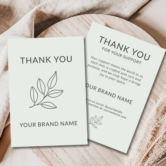 Neutral Minimalist Botanical Business Handcrafted Thank You Card (Creator Uploaded)