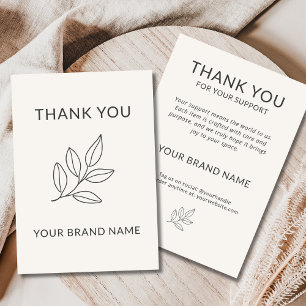 Neutral Minimalist Botanical Business Handcrafted Thank You Card
