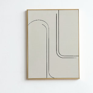 Neutral Minimalist Line Art   Abstract Wall Print