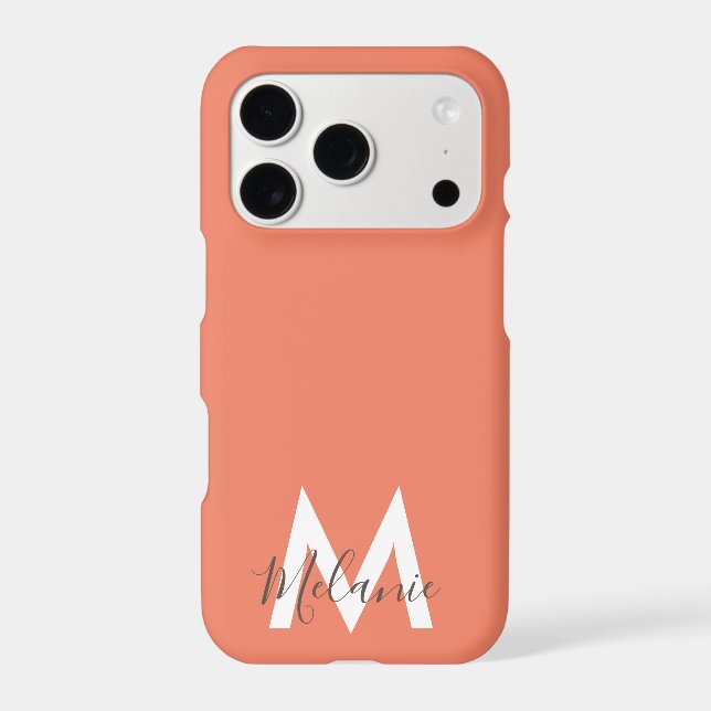 Neutral Minimalist modern orange monogram (Back)