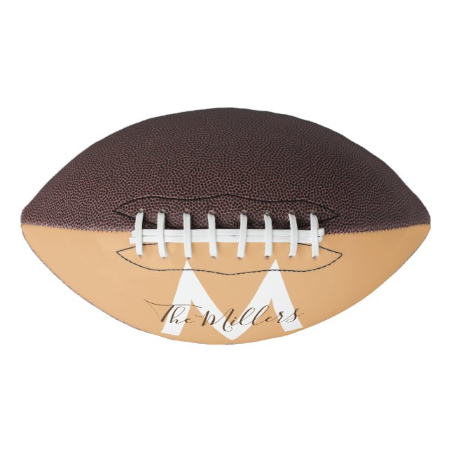  Neutral Minimalist modern orange monogram  American Football (Front)
