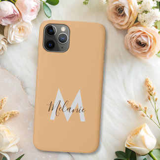 Neutral Minimalist modern orange monogram iPhone 11 Pro Case