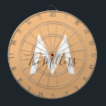 Neutral Minimalist modern orange monogram  Dartboard<br><div class="desc">Take your game room to the next level with this stylish, neutral minimalist dart board featuring a modern orange design and customisable monogram. Personalise it with your family name for a one-of-a-kind touch that blends elegance with entertainment. Perfect for family gatherings, friendly competitions, or as a personalised gift for dart...</div>