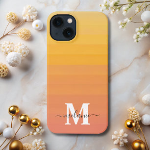 Neutral Minimalist modern orange monogram  iPhone 13 Case