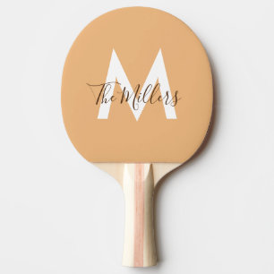 Neutral Minimalist modern orange monogram  Ping Pong Paddle