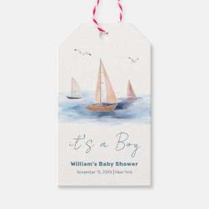 Neutral Minimalist Nautical Sailboat Baby Shower Gift Tags