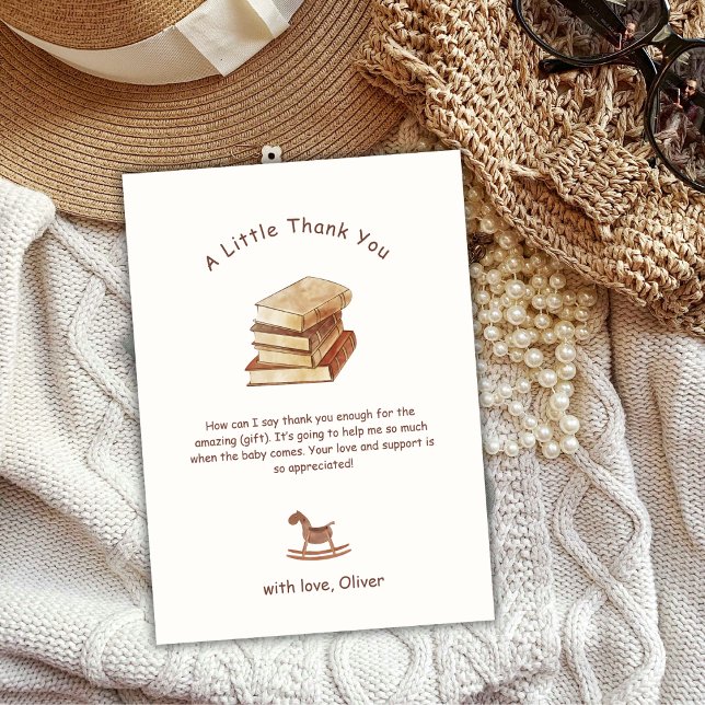Neutral Minimalist New Chapter Book Baby Shower Thank You Card (Neutral Minimalist New Chapter Book Baby Shower Thank You Card)