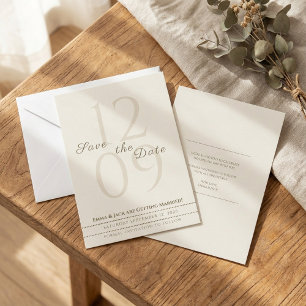 Neutral Minimalist Script Names & Big Date Save The Date