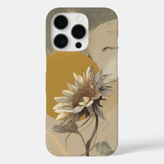 Neutral Minimalist Sunflower Outline Case-Mate iPhone Case (Back)