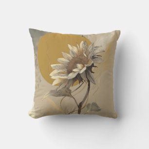 Neutral Minimalist Sunflower Outline Cushion