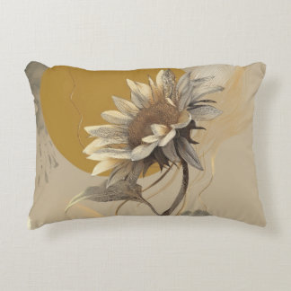 Neutral Minimalist Sunflower Outline Decorative Cushion
