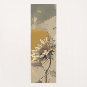 Neutral Minimalist Sunflower Outline Yoga Mat