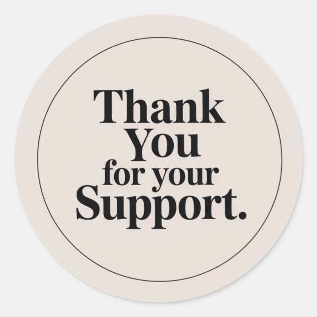 Neutral Minimalist Thank You Sticker | Beige (Front)