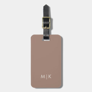Neutral Mocha Taupe and Ivory Modern Monogram Luggage Tag