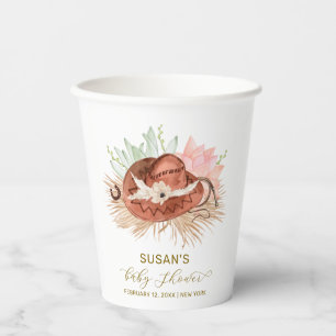Neutral Modern Boho Cactus Cowboy Hat Baby Shower  Paper Cups
