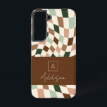Neutral Modern Chequerboard Elegant Monogram  Samsung Galaxy Case<br><div class="desc">Neutral Modern Chequerboard Elegant Monogram Samsung Galaxy S22 Case.  Trendy boho colour palette.  Use the colours as shown or use the Edit Tool to choose your own 5 colours for the checkers,  background colour,  and monogram elements. © Kimbellished,  LLC</div>