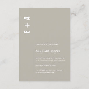 Neutral Modern Minimal Bold Initials Wedding Invitation