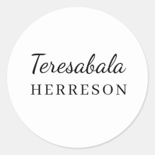 Neutral Modern Minimal Monogram Design Classic Round Sticker