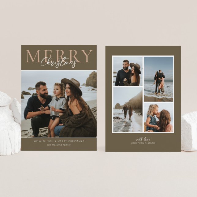Neutral Modern Minimalist Photo Merry Christmas Holiday Card (Creator Uploaded)