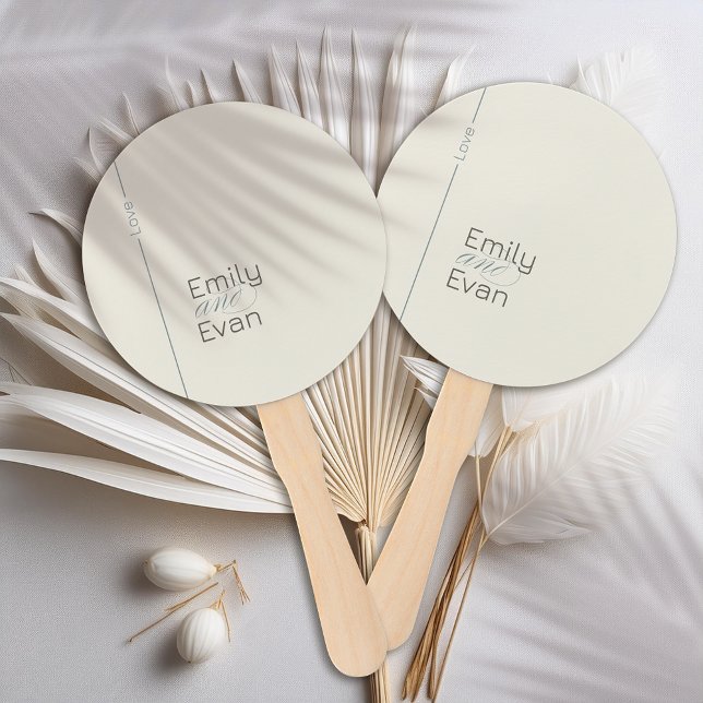 Neutral Modern Minimalist Wedding Program Hand Fan (Creator Uploaded)