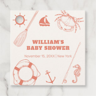 Neutral Modern Nautical Fishing Boy Baby Shower Favour Tags