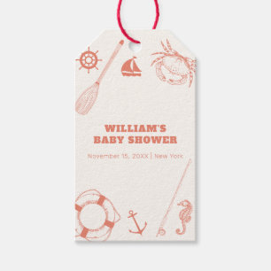 Neutral Modern Nautical Fishing Boy Baby Shower Gift Tags