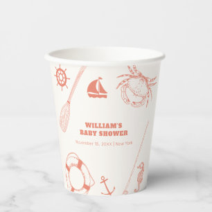 Neutral Modern Nautical Fishing Boy Baby Shower  Paper Cups