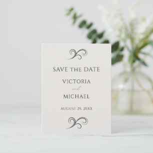 Neutral Modern Scrolls Minimalist Wedding Save The Date