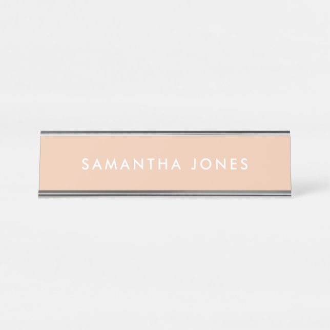 Neutral Modern Simple Beige Personalised Nameplate (Front)