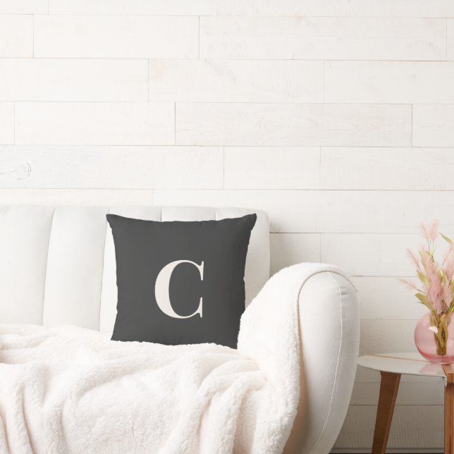 Neutral Monogram Dorm Pillow | Ivory & Grey (Couch)