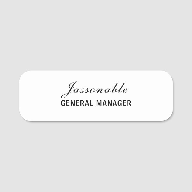 Neutral Monogram Minimal Modern Stylish Identity Name Tag (Front)