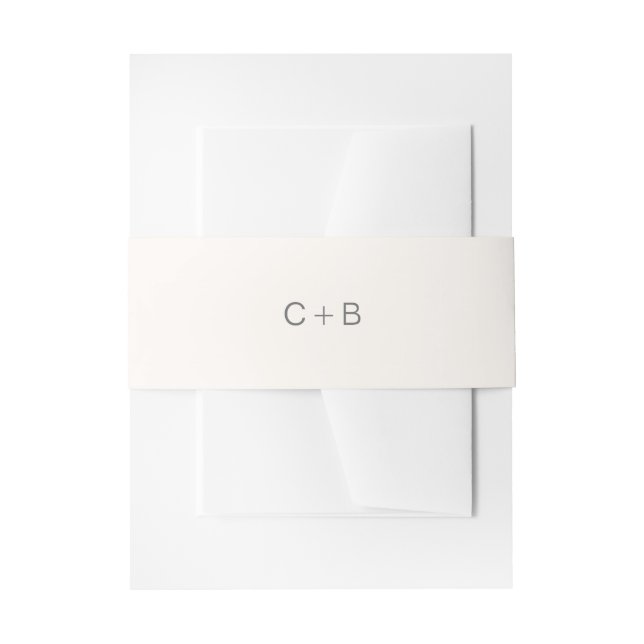 Neutral Monogram Modern Wedding Invitation Belly Band (Front Example)