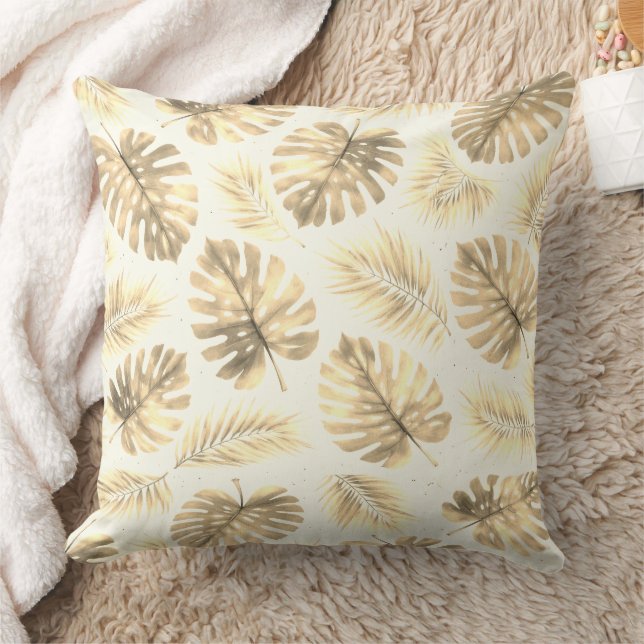 Neutral  Monstera and Palm Leaves Pattern Cushion (Blanket)