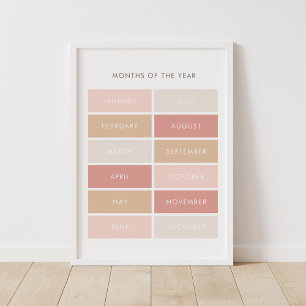 Neutral Months of the Year Classroom Poster