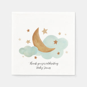 Neutral Moon and Stars Paper Napkin