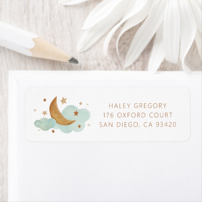 Neutral Moon and Stars Return Address Label (Insitu)