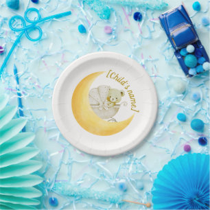 Neutral Moon Baby Shower Editable Paper Plate