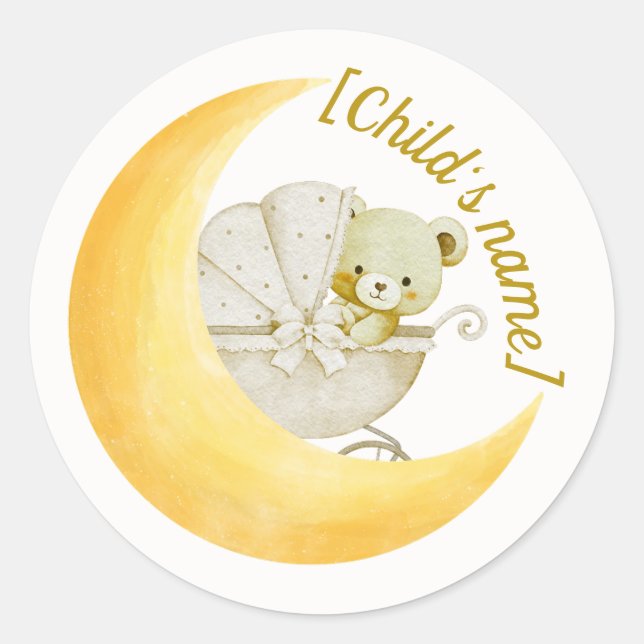 Neutral Moon Baby Shower Envelope Sticker Editable (Front)