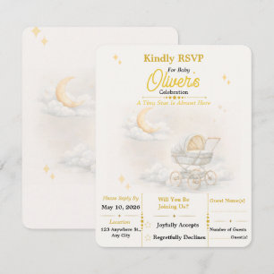 Neutral Moon Baby Shower RSVP Card