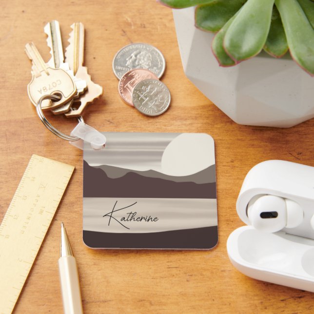 Neutral Mountain Lake Landscape- Key Ring (Desk)
