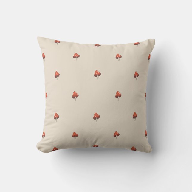 Neutral Mushroom Pattern Pillow (Front)