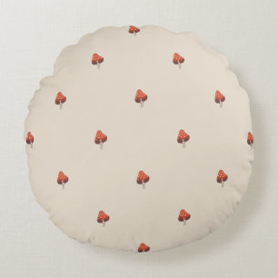 Neutral Mushroom Pattern Pillow - Round