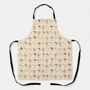 Neutral Mushrooms Pattern Apron