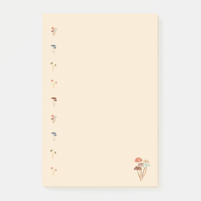 Neutral Mushrooms Pattern Post-it Notes (Front)