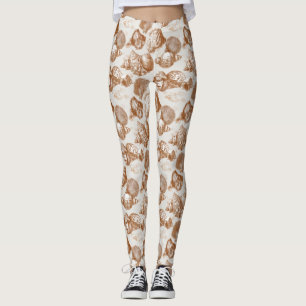 Neutral Nautical Seashell with Coastal Toile Style Leggings